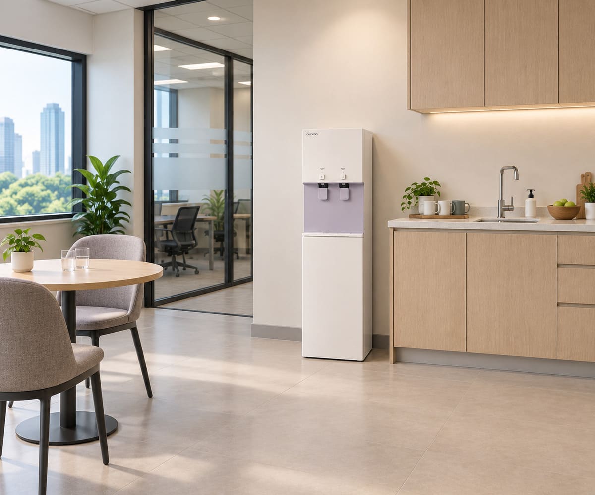 Illustration of CUCKOO FLO STAND in an office break room