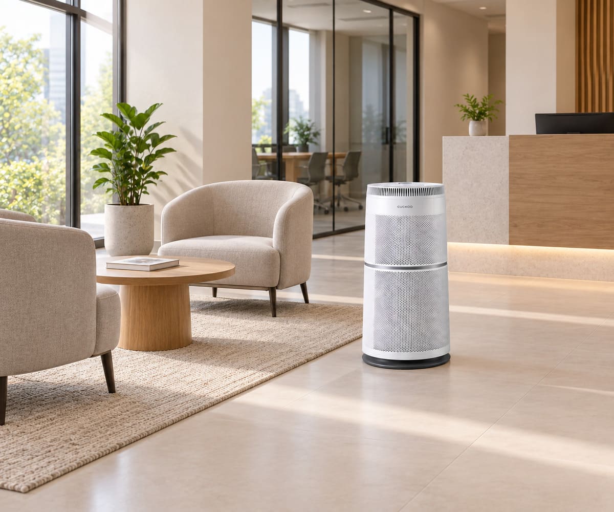 Illustration of CUCKOO U Model in an office lobby